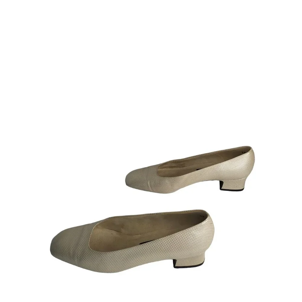 Vintage Stuart Weitzman Pumps Women Sz 8W Block Heel Copper 80s Designer‎ Work